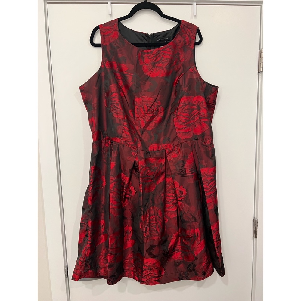 Ashley Stewart Red Rose Dress Sz 22